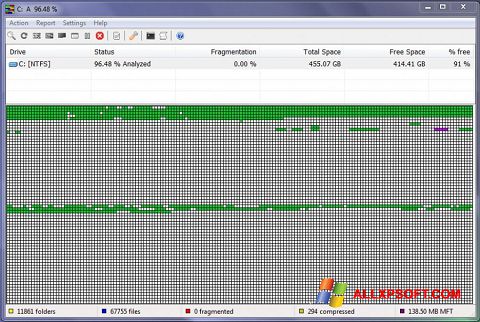Captura de pantalla UltraDefrag para Windows XP