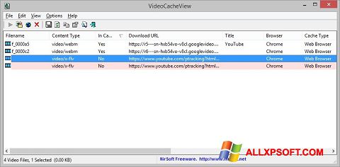 Captura de pantalla VideoCacheView para Windows XP