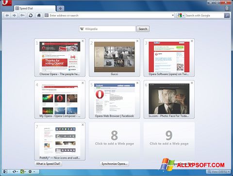 Captura de pantalla Opera para Windows XP