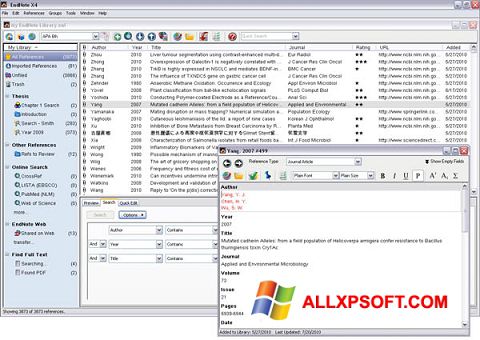 Captura de pantalla EndNote para Windows XP