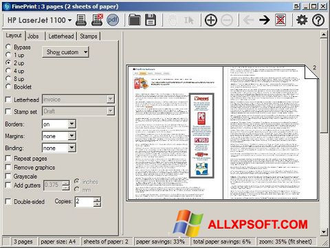 Captura de pantalla FinePrint para Windows XP