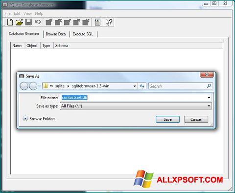 Captura de pantalla SQLite Database Browser para Windows XP