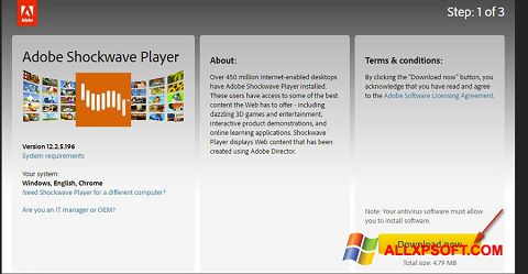 Captura de pantalla Adobe Shockwave Player para Windows XP