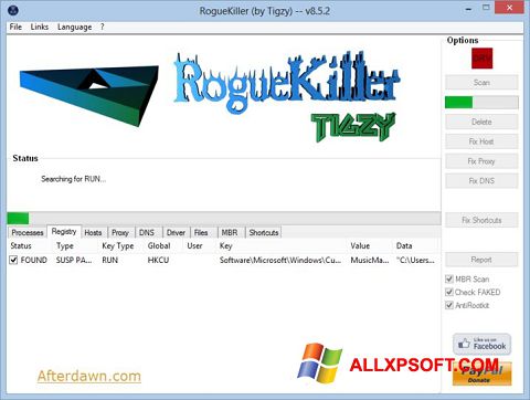 Captura de pantalla RogueKiller para Windows XP