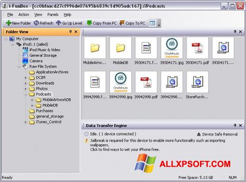 Captura de pantalla iFunBox para Windows XP