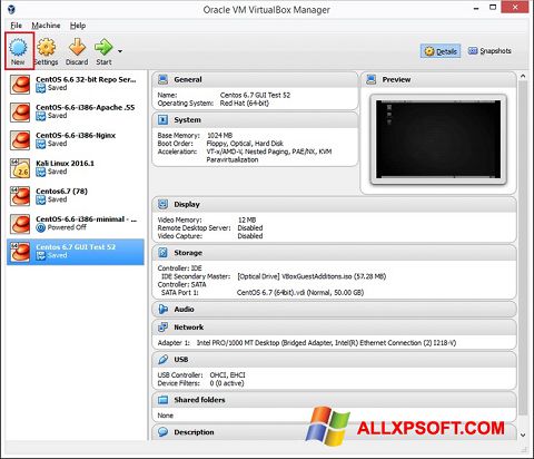 Captura de pantalla VirtualBox para Windows XP