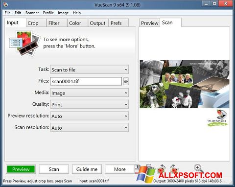 Captura de pantalla VueScan para Windows XP
