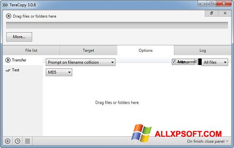 Captura de pantalla TeraCopy para Windows XP