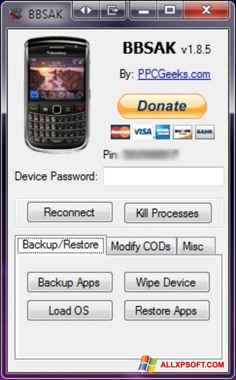 Captura de pantalla BBSAK para Windows XP