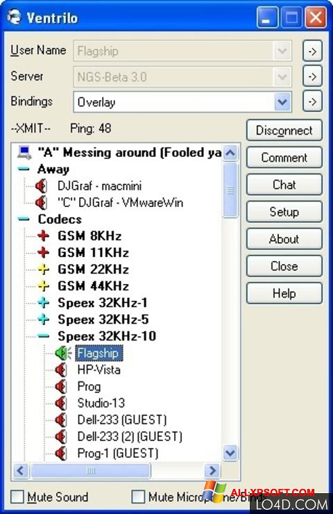 Captura de pantalla Ventrilo para Windows XP