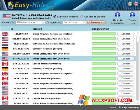 Captura de pantalla Hide IP Easy para Windows XP
