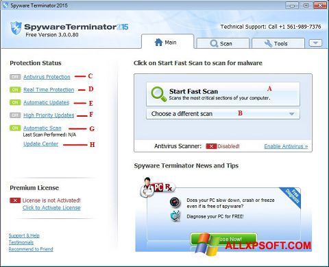 Captura de pantalla Spyware Terminator para Windows XP