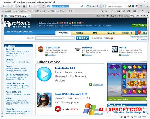 Captura de pantalla Lunascape para Windows XP