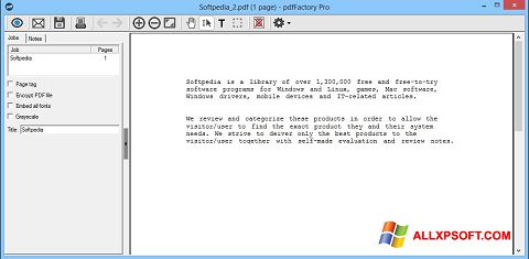Captura de pantalla pdfFactory Pro para Windows XP