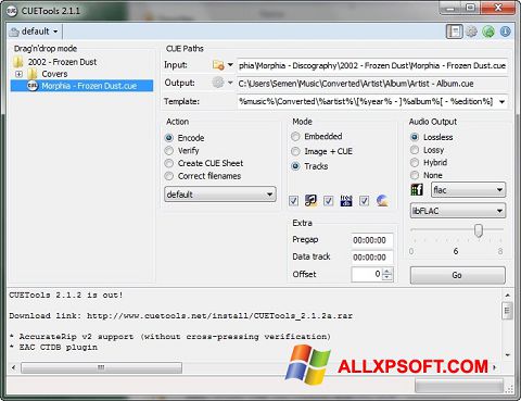 Captura de pantalla CUETools para Windows XP