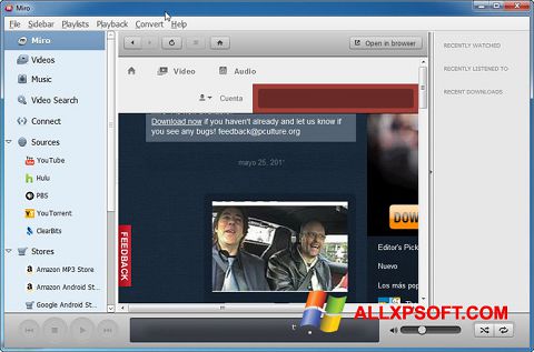 Captura de pantalla Miro para Windows XP