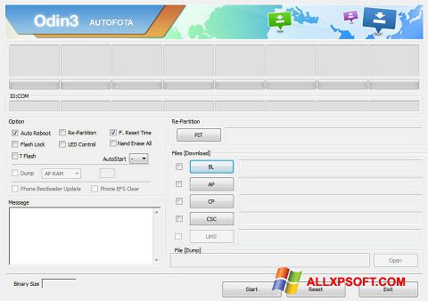 Captura de pantalla Odin para Windows XP