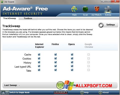 Captura de pantalla Ad-Aware para Windows XP