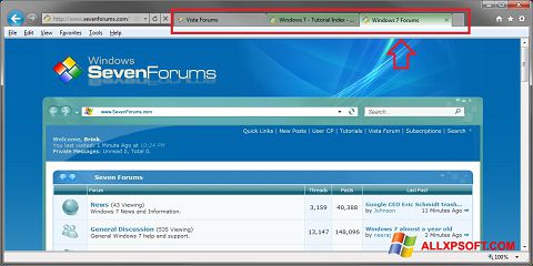 Captura de pantalla Internet Explorer para Windows XP