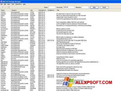 Captura de pantalla MiKTeX para Windows XP