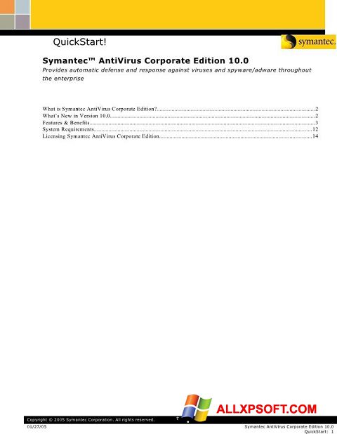 Captura de pantalla Symantec Antivirus Corporate Edition para Windows XP