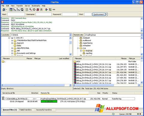 Captura de pantalla FileZilla para Windows XP