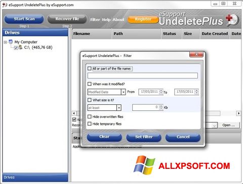 Captura de pantalla Undelete Plus para Windows XP