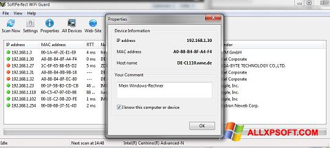 Captura de pantalla SoftPerfect WiFi Guard para Windows XP
