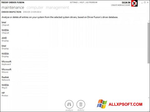 Captura de pantalla Driver Fusion para Windows XP