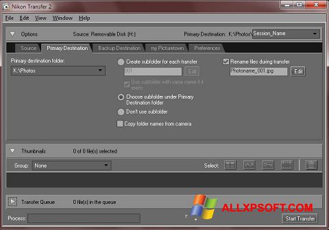 Captura de pantalla Nikon Transfer para Windows XP