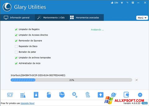 Captura de pantalla Glary Utilities para Windows XP