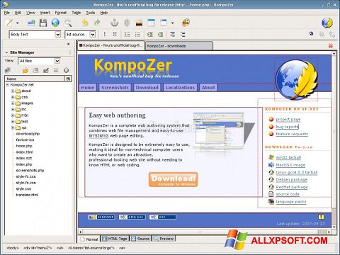 Captura de pantalla KompoZer para Windows XP