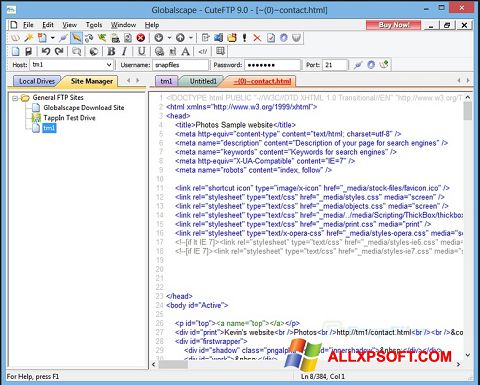 Captura de pantalla CuteFTP para Windows XP