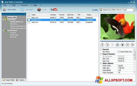 Captura de pantalla Any Video Converter para Windows XP