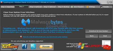 Captura de pantalla Windows Repair para Windows XP