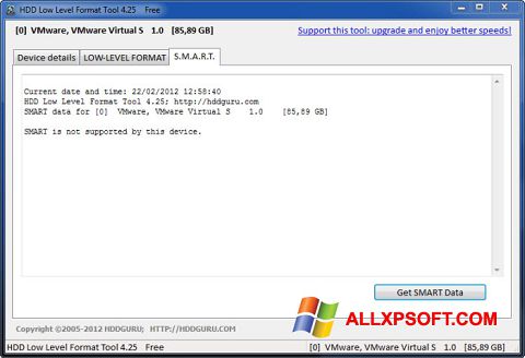 Captura de pantalla HDD Low Level Format Tool para Windows XP
