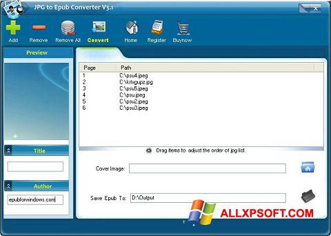 Captura de pantalla Epub Reader para Windows XP