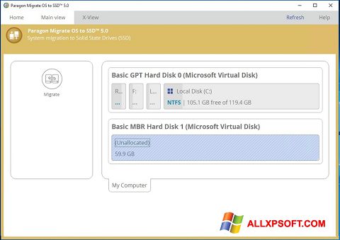 Captura de pantalla Paragon Migrate OS to SSD para Windows XP
