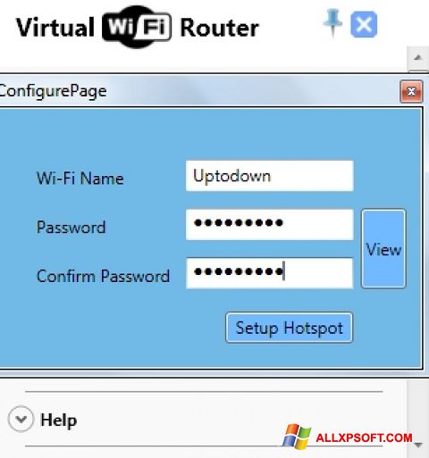Captura de pantalla Virtual WiFi Router para Windows XP