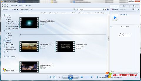 Captura de pantalla Media Player para Windows XP