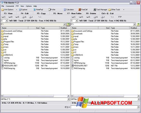 Captura de pantalla File Master para Windows XP
