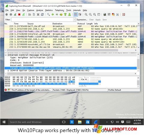 Captura de pantalla WinPcap para Windows XP