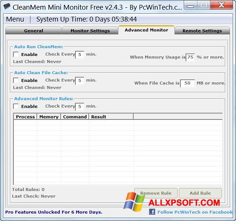 Captura de pantalla CleanMem para Windows XP