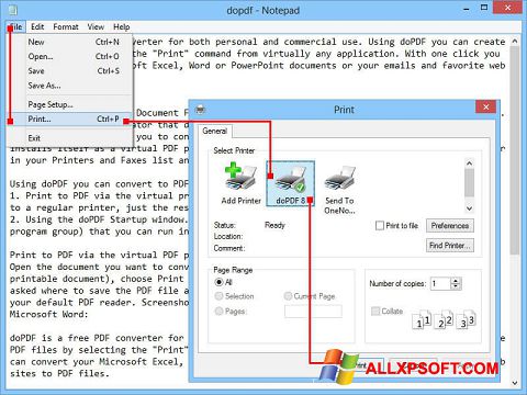 Captura de pantalla doPDF para Windows XP