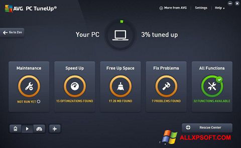 Captura de pantalla AVG PC Tuneup para Windows XP