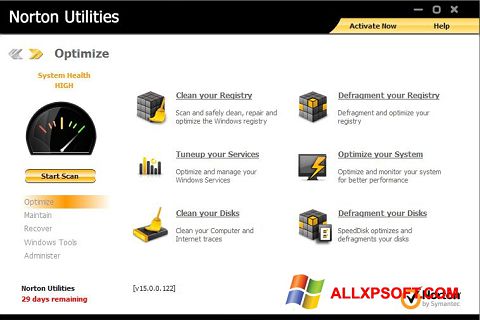 Captura de pantalla Norton Utilities para Windows XP