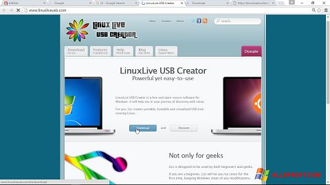 Captura de pantalla LinuxLive USB Creator para Windows XP