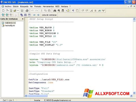 Captura de pantalla NSIS para Windows XP