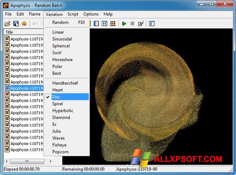 Captura de pantalla Apophysis para Windows XP