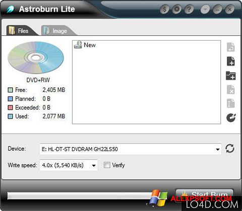 Captura de pantalla Astroburn Lite para Windows XP